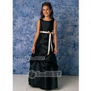 Ball Gown Sleeveless Floor Length Satin Junior Bridesmaid Dress