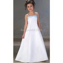 Girl Prom A-Line Floor- Length Satin Flower Girls Dress Junior Bridesmaid Dress A-762
