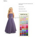 Girl Prom A-Line Floor- Length Satin Flower Girls Dress Junior Bridesmaid Dress A-767