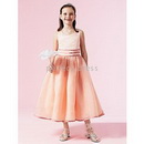 Junior Bridesmaid Dresses Style A-line Scoop Tea -Length Flower Girl Dresses