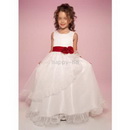 A-line Bateau Tea-length Organza Taffeta Flower Girls Dresses 2010 Style Junior Bridesmaid Dresses 1