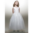 Style(FGD0026) Junior Bridesmaid A-Line Round-neck Tea-length Organza Flower Girls Dress 2010