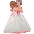 A-line Bateau Tea-length Organza Taffeta Flower Girls Dresses 2010 Style Junior Bridesmaid Dresses 4