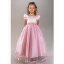 Floor- Length Satin Flower Girls Dress Junior Bridesmaid Dress A-757 Girl Prom A-Line
