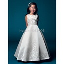 Floor- Length Satin Flower Girls Dress Junior Bridesmaid Dress A-759 Girl Prom A-Line