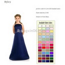 Girl Prom A-Line Floor- Length Satin Flower Girls Dress Junior Bridesmaid Dress A-763