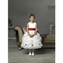 2010 Style(FGD0072)Junior Bridesmaid A-line Round-neck Tea-length Organza Flower Girls Dress