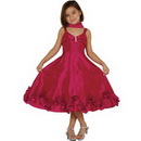 Fushia Taffeta Spaghetti Long Formal Dance Dress Flower Girl Dress Junior Bridesmaid Dresses
