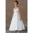Style(FGD0001) Junior Bridesmaid A-Line Square Tea-length Satin Flower Girls Dress 2010