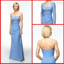 Fashion Fold Beaded 2011Hot Sky Blue Line Mother of The Bride Dresses Sheath Strapless Floor Length