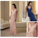 A-line V-neckline Chiffon Floor-length Mother of The Bride Dresses