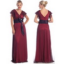 Free Shipping Elegant V-neck Neckline Chiffon Floor-length Mother of The Bride Dress,mother of The Bride Gown M009