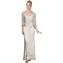 Christmas New Long Sleeves V-neck Beaded/Sequins Applique Mermaid Mother of The Bride Dress