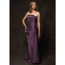 Elegant Strapless Appliqued Taffeta Mother of The Bride Dress