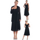 Free Shipping Elegant Scoop Neckline Chiffon Tea-length Mother of The Bride Dress,mother of The Bride Gown M007