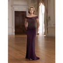 A Line Chiffon Off-Shoulder Beaded Matching Jacket Mother Of The Bride Dresses
