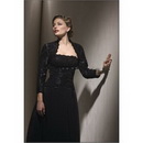 Long Sleeve Appliqued Taffeta Mother of The Bride Dress