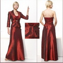 Free Shipping!Elegant Long Sleeves Taffeta&Lace Floor-Length Mother of The Bride Dress FR012