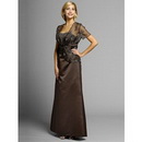 MBD56 Free Shipping 2011 Sheat Jewel Natural Waist Lace Satin Mother of The Bride Dresses