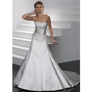 Custom Made A Line Wedding Dress Hot Selling Bride Gowns Satin Applique 10029