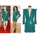 2011 NEW Fashion Mini Sequins V-neck Teal Party Women's Cocktail Dresses