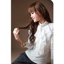 Whole Retail Free Shipping NEW Japan Bowknot Womens Shiny Beautiful Shirt Top White LM1586#