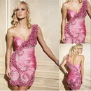 2011 Spring Custom-made One-shoulder V-neck Beading Flower Cocktail Dress CD-07-12