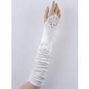 Free Shipping Satin Elbow Stretch Embroidery Wedding Bridal Gloves 999WG0105