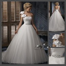 2011 Slim Line Gown with One-shoulder Wedding Dresses Fabric Chiffon Color White, Ivory