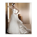 Free Shipping-Organza Strapless Straight Neckline with Satin Band Saum Zipper in Chapel Train Elegant A Line Wedding Dress