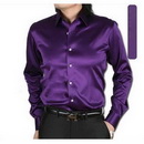 Shirt Men's SA011 and Retail Purple Shiny Silk Satin Long-sleeved