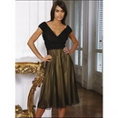 Keen-length Black Taffeta V-neck Spaghetti Strap Party Dress and Cocktail Dress(HMS5)