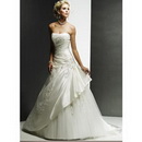 A Line Wedding Dresses Strapless Chapel Train Bridal Wedding Ball Gown Prom Dress 279