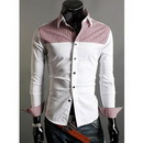 Free Shiping Men's Long Sleeve Shirts Men's Slim Luxury Stylish Patched Dress Shirts AU:S M L