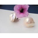Big Baroque Pearl Jewelry-15-16mm Natural Color Freshwater Baroque Pearl Earring with 925 Silver Accessory