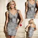 2011 Spring Custom-made V-neck Beading Flower Cocktail Dress CD-07-13
