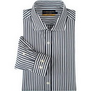Free Shipping with Disabilities Casual Cotton White Long-sleeved Shirt Black Stripe Slim Edition