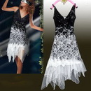 New Flowing Black White Retail Designer Lace Short Cocktail Dresses 00045WH