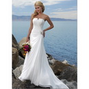 Sexy Style White Chiffon A Line Sleeveless Lace Wedding Dresses Beach Wedding Dress