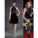Free Shipping New A-line High Neck Short/ Mini Chiffon Elastic Silk-like Satin Taylor Swift/ Cocktail Dress