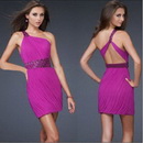 CK494 Free Shipping! New Collection Chiffon One-Shoulder Crystals Cocktail Dress