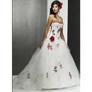 A Line Wedding Dresses Strapless Chapel Train Bridal Wedding Ball Gown Prom Dress 269