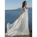Free Shipping Best Selling Beach Halter Chiffion A Line Wedding Dresses Bridal Gowns Bridal Dress Custom Size&color