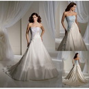 Leading Style Satin Applique Strapless A Line Wedding Dress