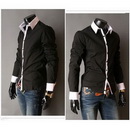 Wholesale Fashion Men's Slim Luxury Stylish Patched Dress Shirts XS S M L Long Sleeve Shirt Casual Slim Fit Stylish Dress Shirts