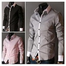 Wholesale Fashion Men's Slim Luxury Stylish Patched Dress Shirts XS S M L Long Sleeve Shirt Casual Slim Fit Stylish Dress Shirts