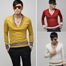 FREE SHIPPING Mens Slim Skinny Stylish V Neck Premium T Shirts Size: M L XL 0800