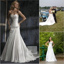 Free Shipping Strapless A Line Cascading Ruffle Wedding Dress Stack-up Wedding Dress