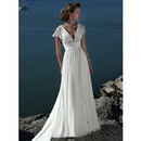 Sexy Style Chiffon A Line Sleeveless Lace Up Wedding Dresses Beach Wedding Dress
