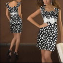 03169BK Free Shipping Cute Polka Dots Graduation Bowtie Party Cocktail Dresses